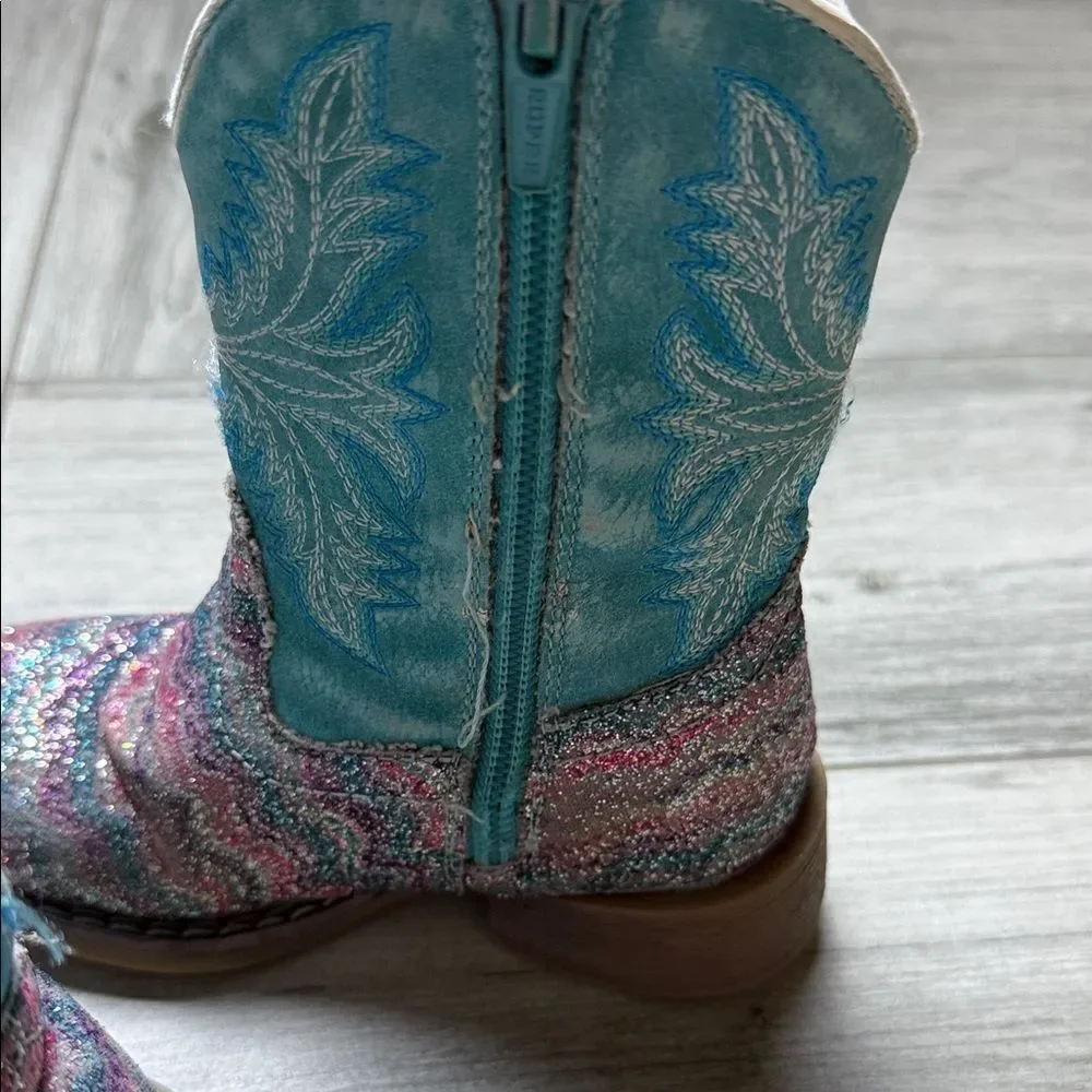 Baby/Toddler Sparkle Western Boots in Blue and Pink
